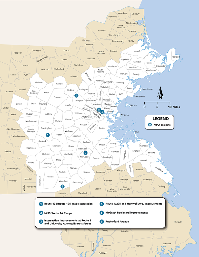 Map showing the locations of DI/DB LRTP projects